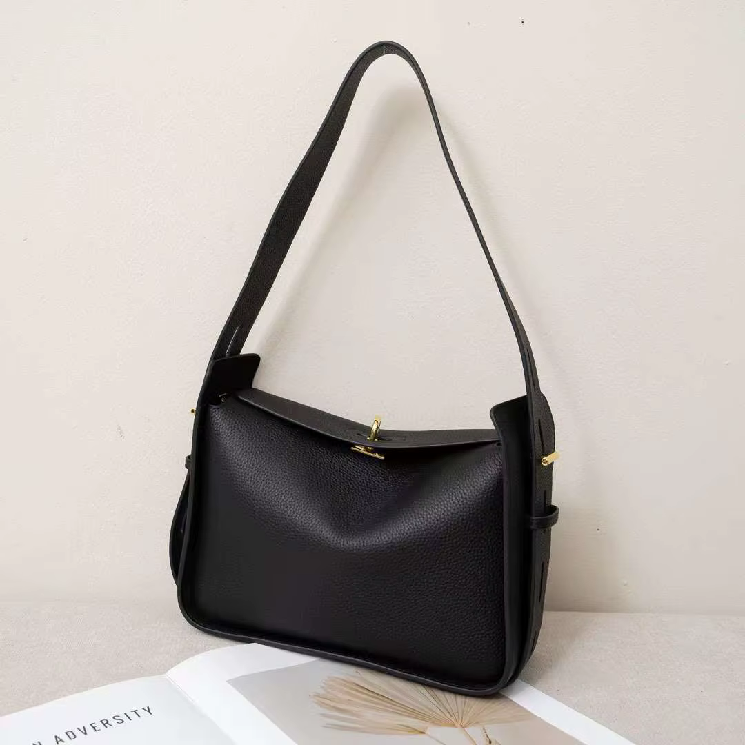 New Niche Luxury Designer Shoulder Crossbody Armpit Bag Head Layer Cowhide Leather Ladies Wide Shoulder Strap Large Capacity Bag