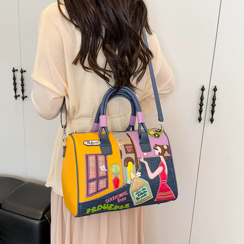 Fashion Women PU Leather Handbags Shoulder Bag Large Capacity Ladies Zipper Messenger Bags for Women Casual Boston Crossbody Bag