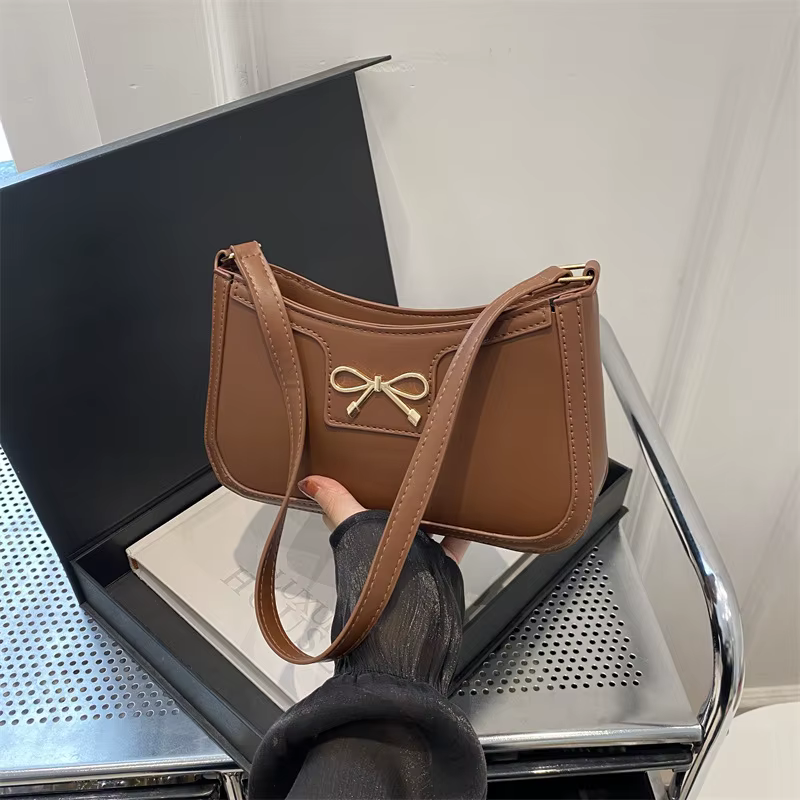 Women Handbag, New Autumn/Winter Commuting Shoulder Under-Arm Bag, Korean Fashion Crossbody Bag with Bow Decoration