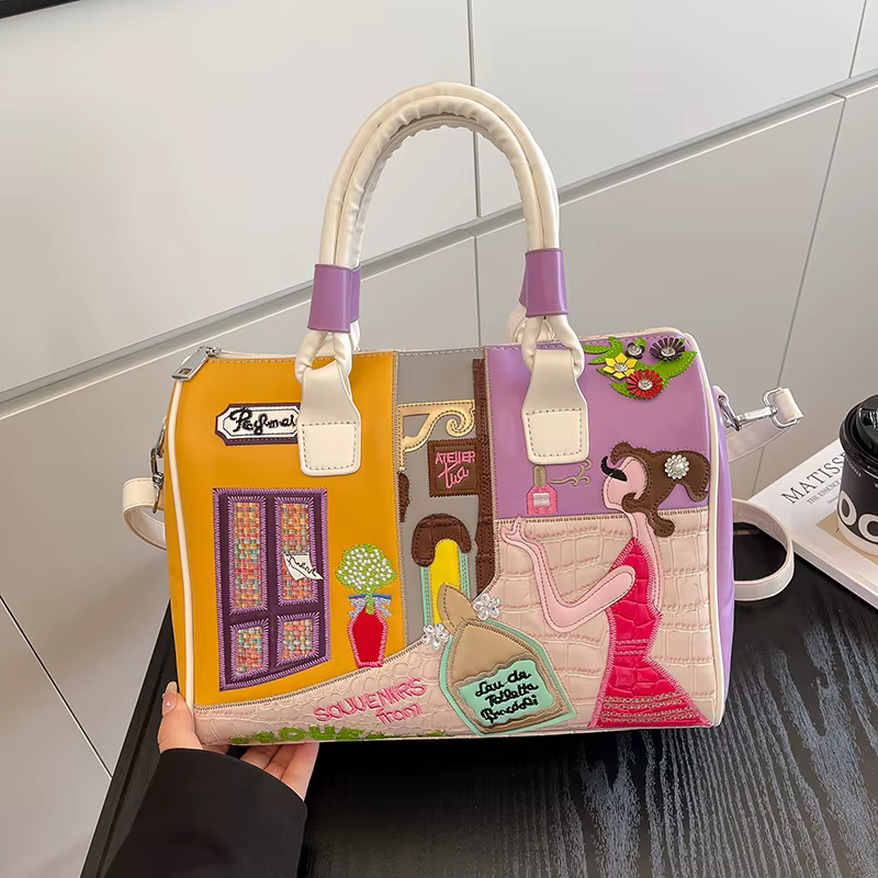 Fashion Women PU Leather Handbags Shoulder Bag Large Capacity Ladies Zipper Messenger Bags for Women Casual Boston Crossbody Bag