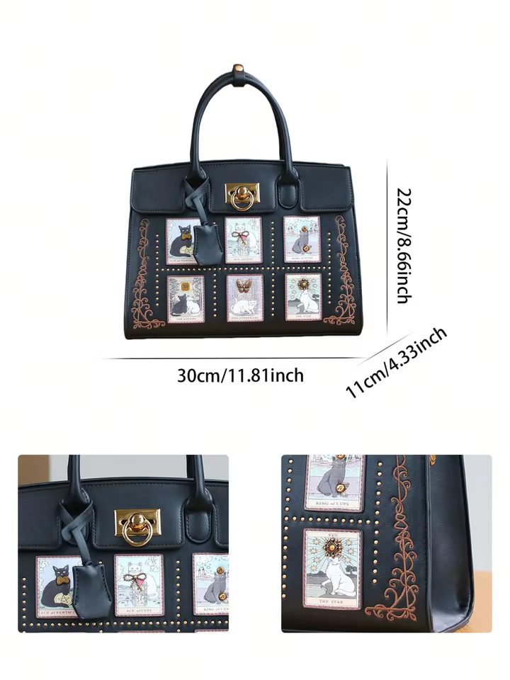European and American fashion new exquisite cat bear print handbag for ladies to go out with versatile Boston bag